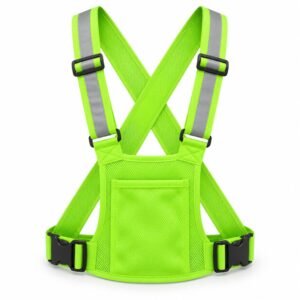 Chaleco reflectante con bolsillo tipo arnés verde fluorescente