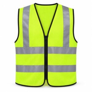 Chaleco reflectante amarillo fluorescente con cremallera